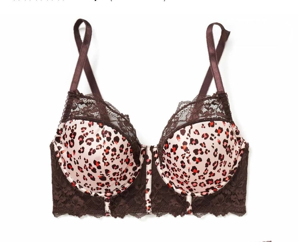 NWT Adore Me Svana Contour Demi Bra Women's 34DDD Animal Print Brown Pink